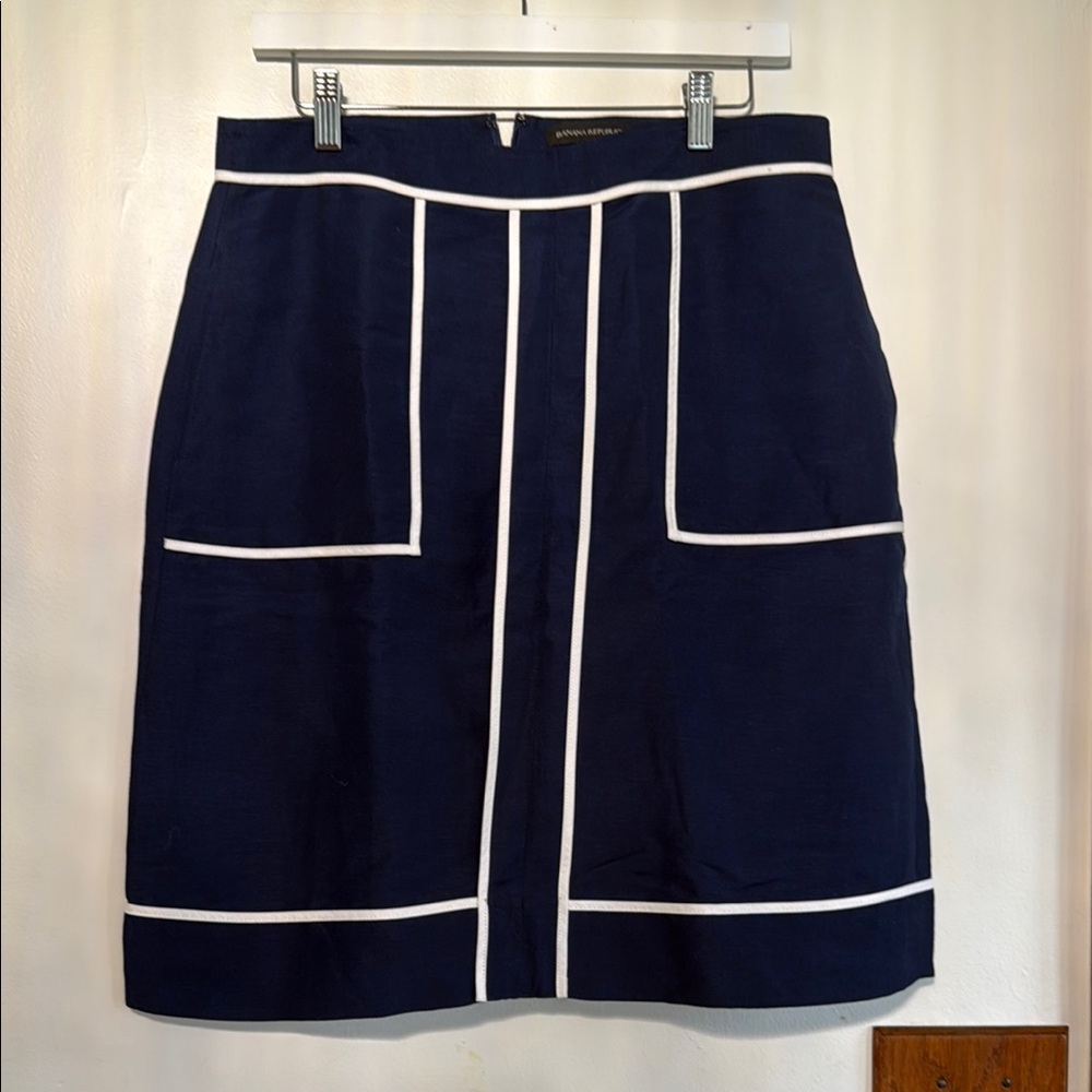 Banana Republic Navy Pencil Skirt with White Accents